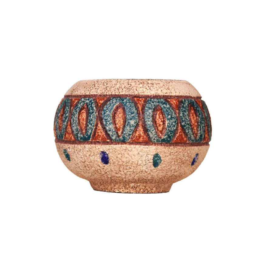 إناء فخاري إيراني زخرفي بنقش فني مرسوم يدويًا – الطبيعة