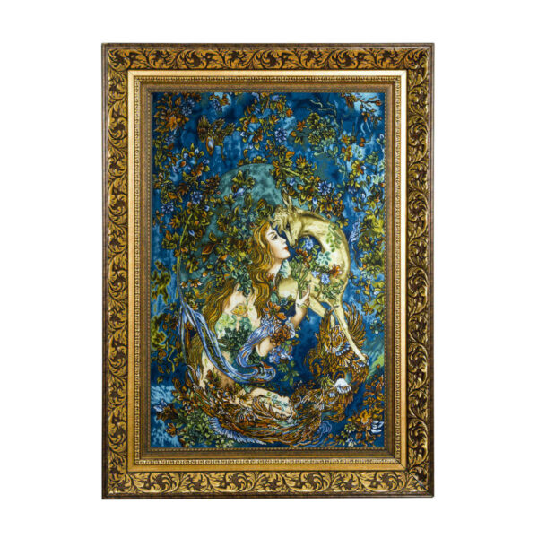 سجادة حائط إيرانية مصنوعة يدوياً من تبريز تصوّر فسيفساء تمنّي النوازش