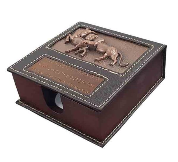 حامل ملاحظات مكتبي خشبي وجلد طراز أسود أهيمنيد