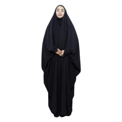 شادر إسلامي عربي أسود حجاب للنساء والصلاة – قماش كريب