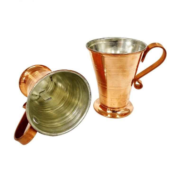 كوب نحاس إيراني مصنوع يدويًا بمقبض للمشروبات الباردة – مطرز بطريقة مصري