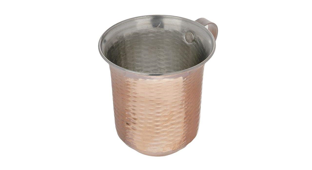 مجموعة من 6 أكواب نحاس إيراني مصنوعة يدويًا بمقابض للمشروبات الباردة – مطرزة بطريقة زنجاني