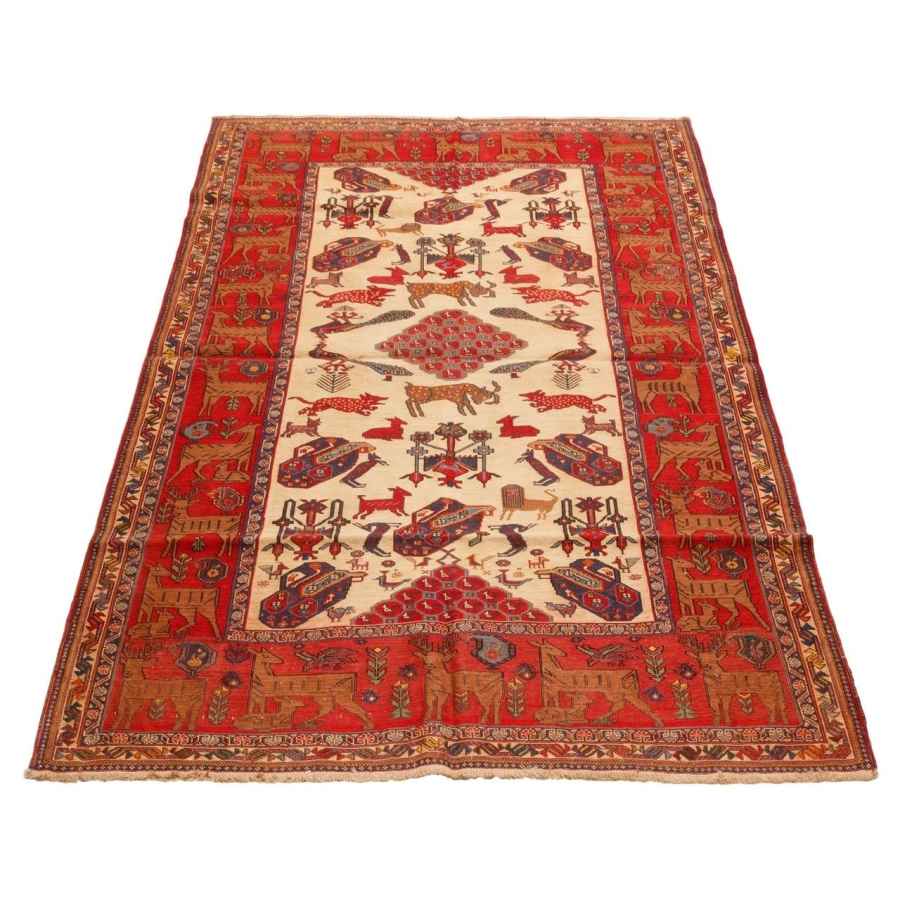 سجاد كليم إيراني قديم من الصوف، منسوج يدويًا في سيرجان بتصميم الحيوانات البرية