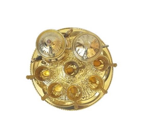 مجموعة شاي وقهوة إيرانية من النحاس المصاغ يدويًا بتصميم إمبراطورية أخمينيوس