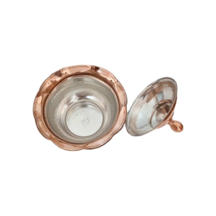 مجموعة من 2 وعاء سكر إيراني نحاسي مصنوع يدويًا – محفور تقليدي