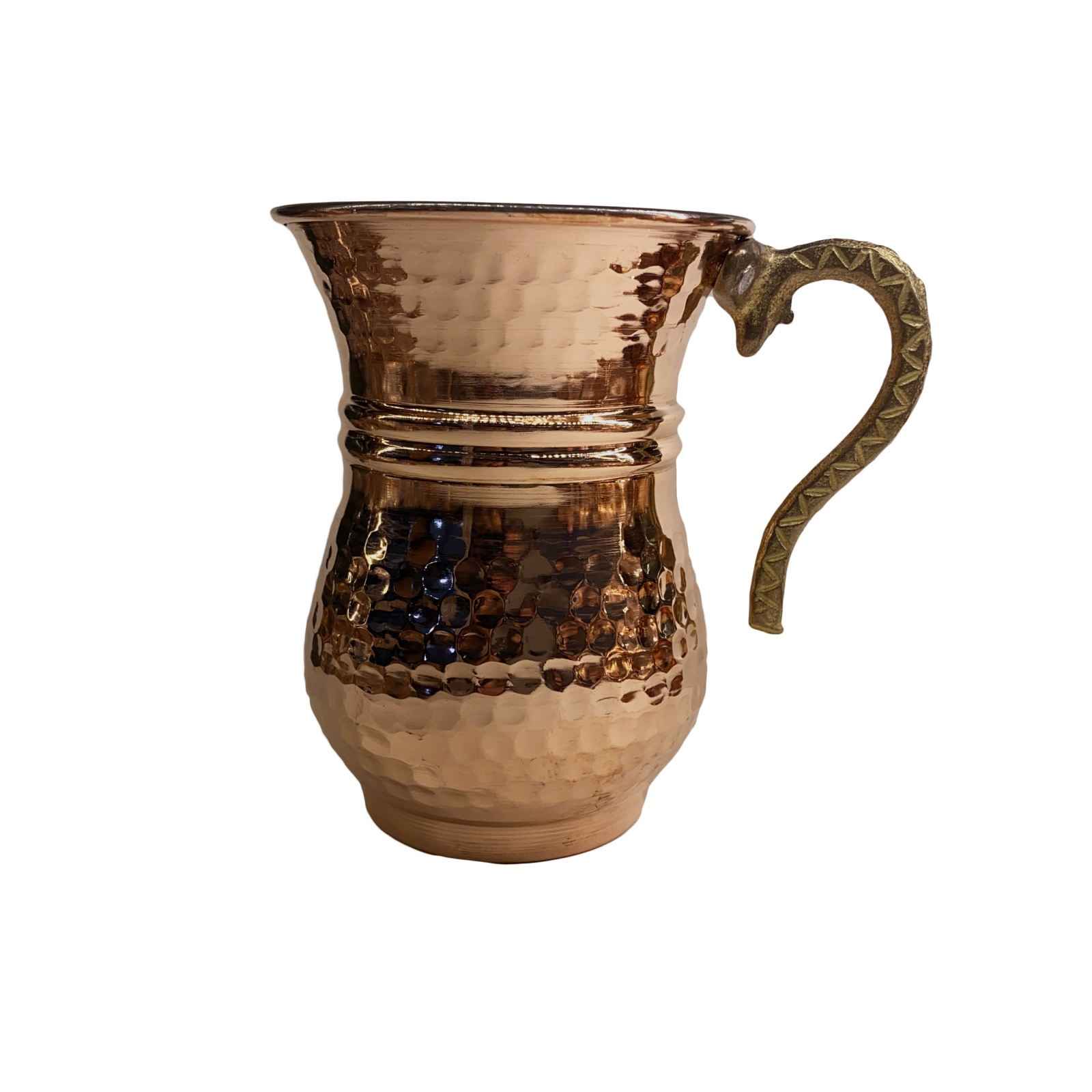 مجموعة من 6 أكواب نحاس إيراني مصنوعة يدويًا بمقابض للمشروبات الباردة – مطرزة