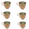 مجموعة من 6 أكواب نحاس إيراني مصنوعة يدويًا بمقابض للمشروبات الباردة - مطرزة بطريقة ستار