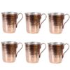 مجموعة من 6 أكواب نحاس إيراني مصنوعة يدويًا بمقابض للمشروبات الباردة - مطرزة بطريقة لاله