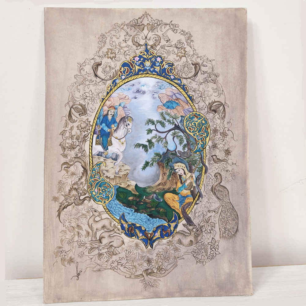 الرسم التصويري منمنمة فارسية الأصلي: ألوان مائية – عالم الحب بواسطة نيلوفر حسيني بور