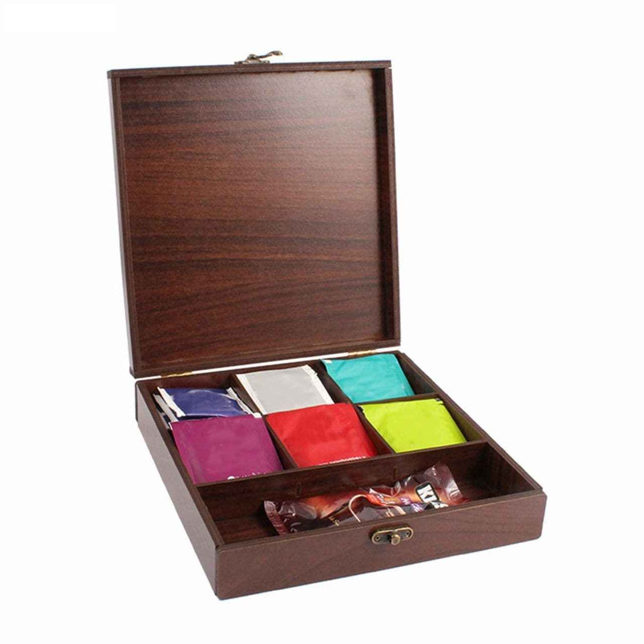 صندوق منظم لأكياس الشاي الخشبية مجنون