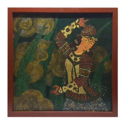 الرسم التصويري القاجاري الفارسي الأصلي: ألوان مائية وغواش على الخشب – الفتاة