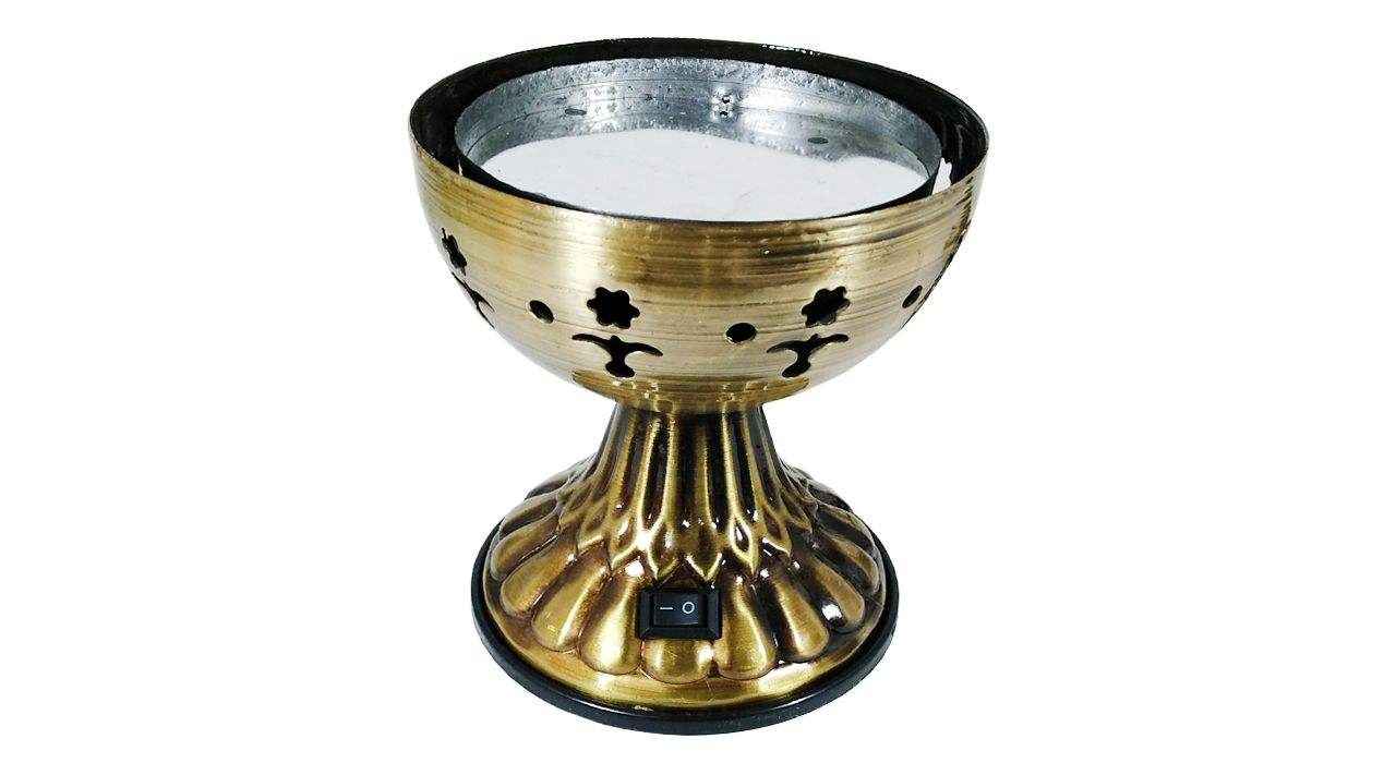 مبخرة كهربائية معدنية للبخور والإسفند – طراز نحاسي