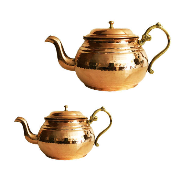 إبريق شاي نحاسي مزدوج مطروق إيراني متين T190