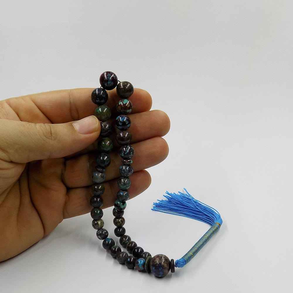 سبحة إيرانية من حجر الفيروز نيشابور من بـ 33 خرزة للصلاة زرین