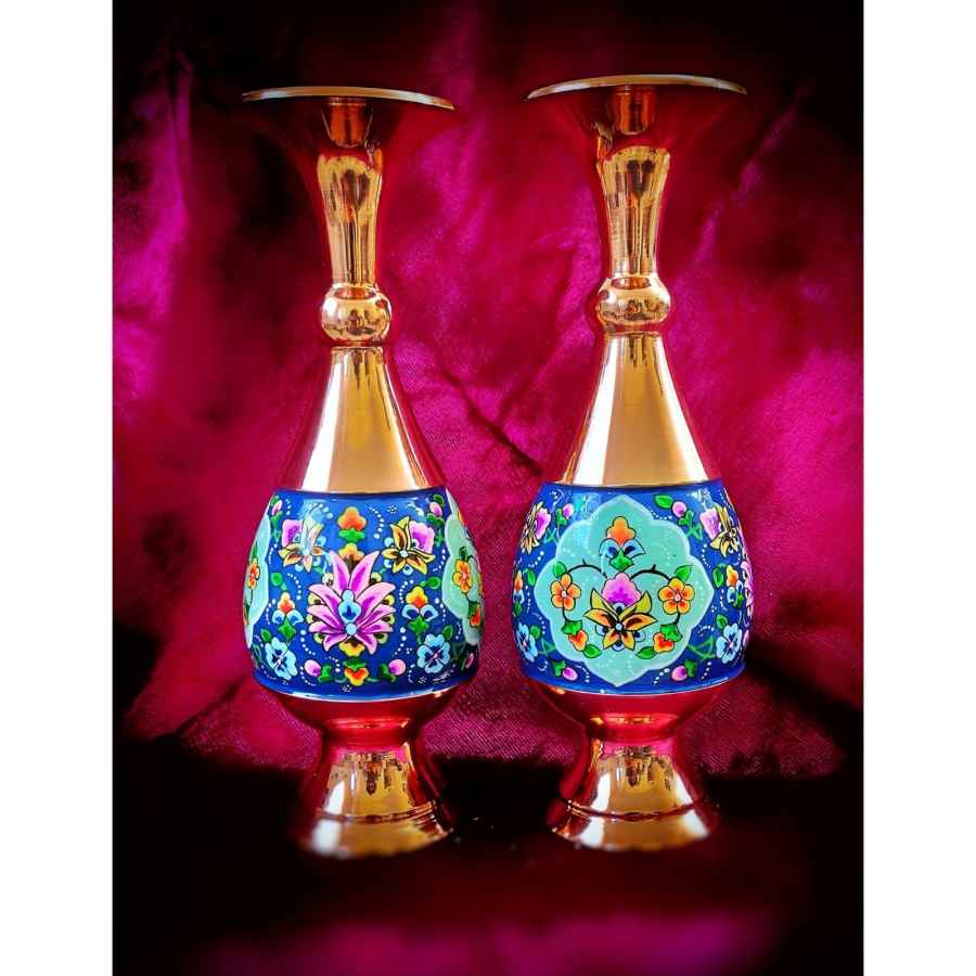 وعاء سكر إيراني نحاسي مصنوع يدويًا بغطاء ومزهريات – ميناكاري زهرة