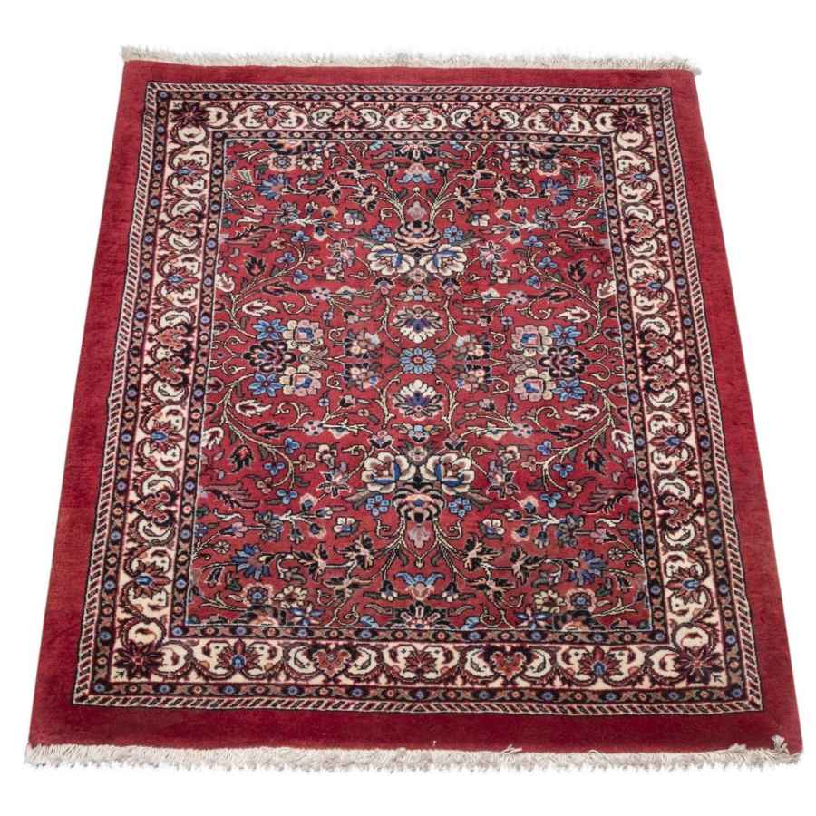 سجادة إيرانية معقودة يدويًا بلون أحمر لاكي