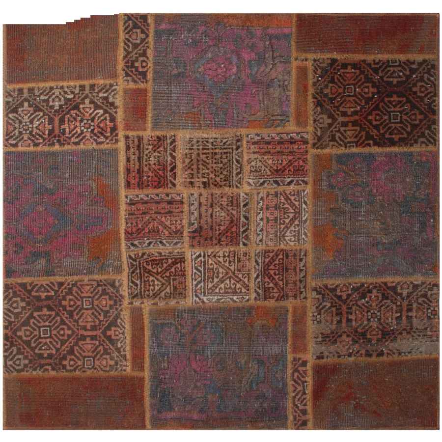 سجادة مرقعة إيرانية قديمة محبوكة يدويًا بنمط ليدا