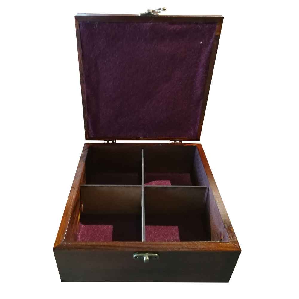 صندوق منظم لأكياس الشاي الخشبية مع صدور بتي