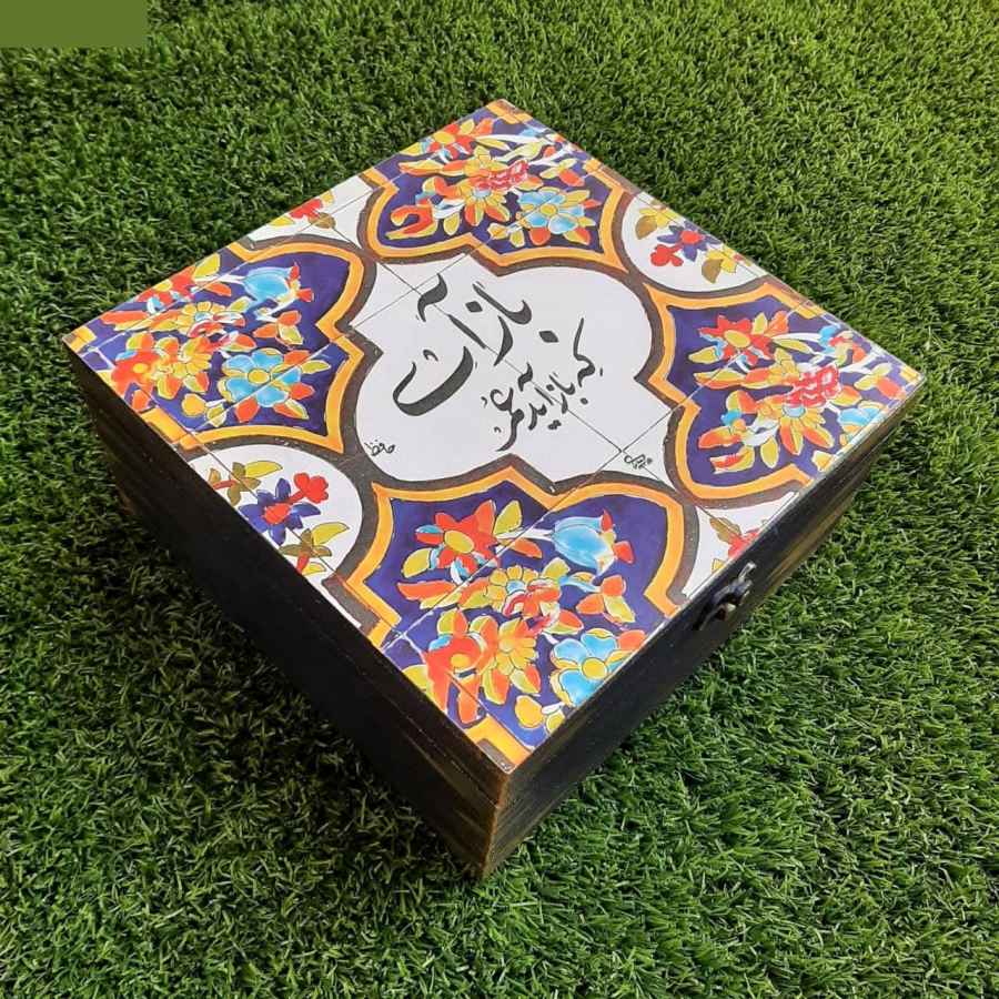 صندوق منظم لأكياس الشاي الخشبية تقليدية