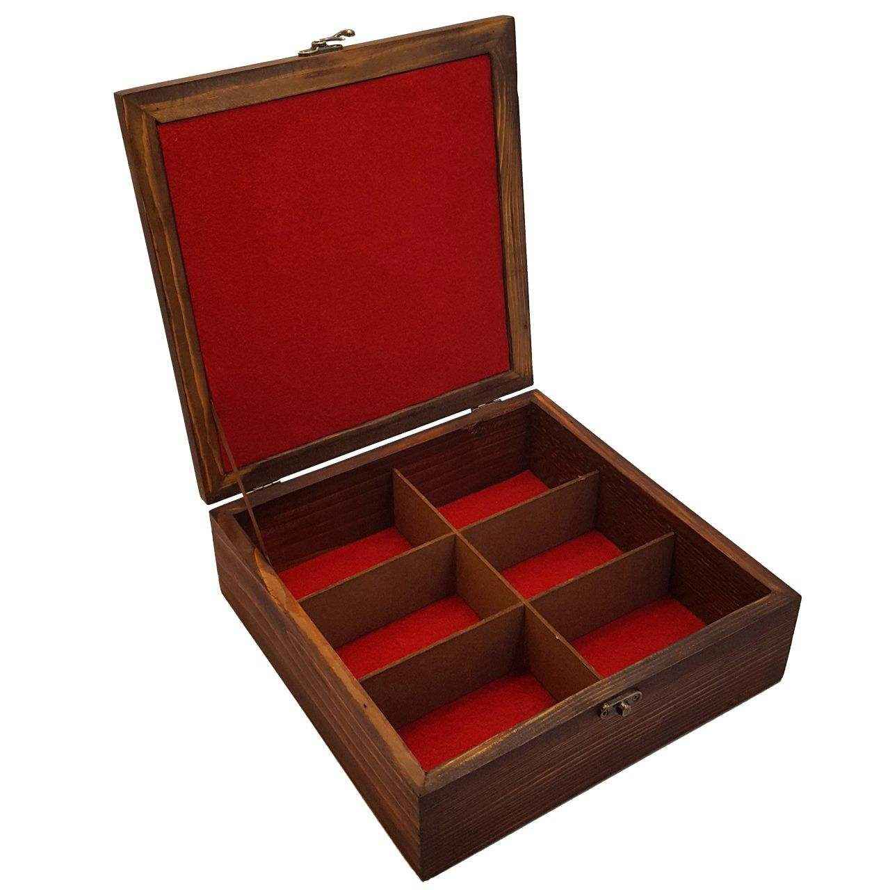 صندوق منظم لأكياس الشاي الخشبية مع صدور خورشيد