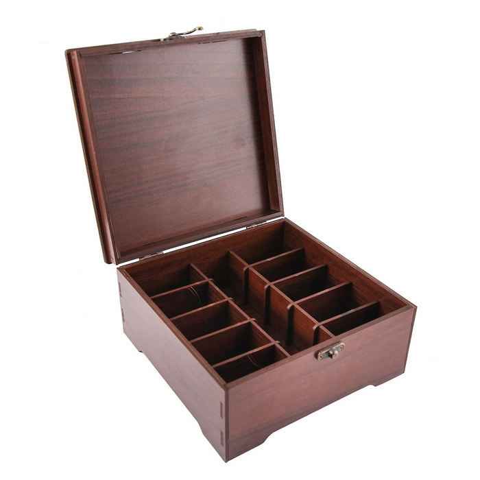 صندوق منظم لأكياس الشاي الخشبية مع صدور كارين