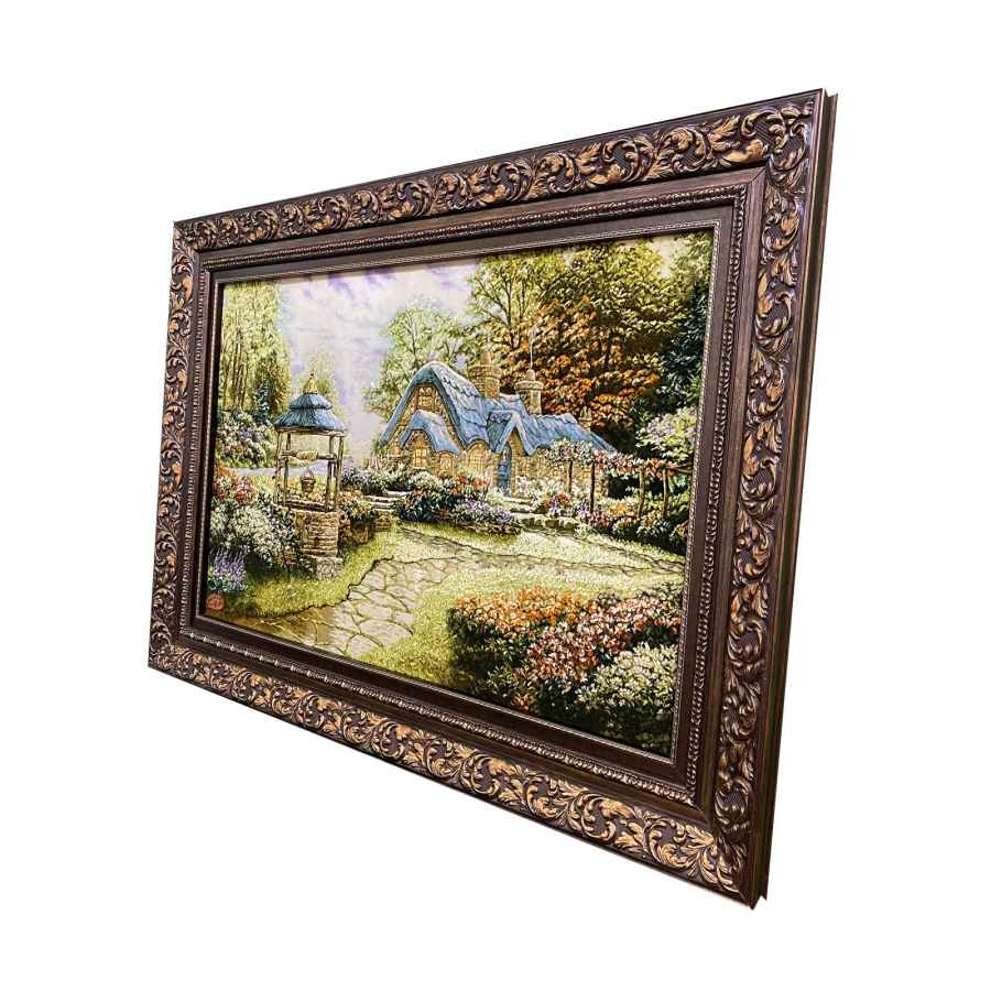 سجادة إيرانية تصويرية محبوكة يدويًا من تبريز تصور المطر