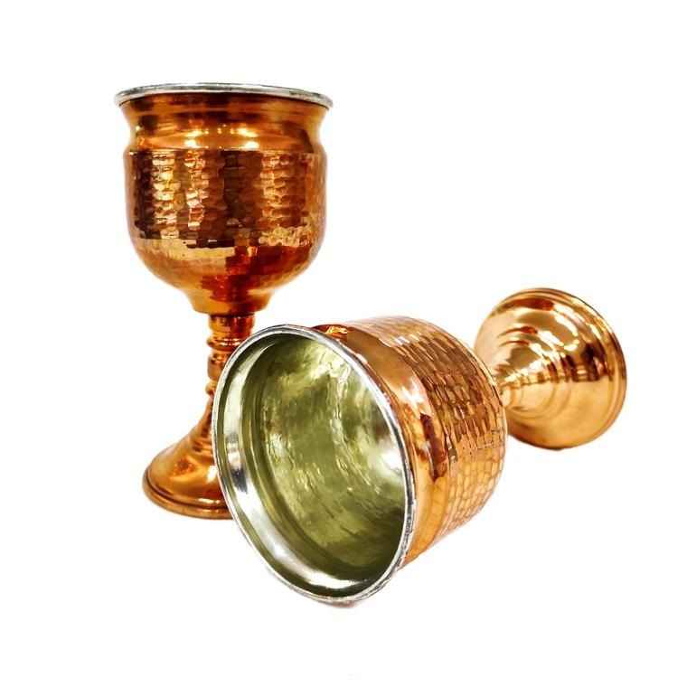 كؤوس النبيذ المصنوعة يدويًا من النحاس الإيراني – نموذج شفق المطرقة