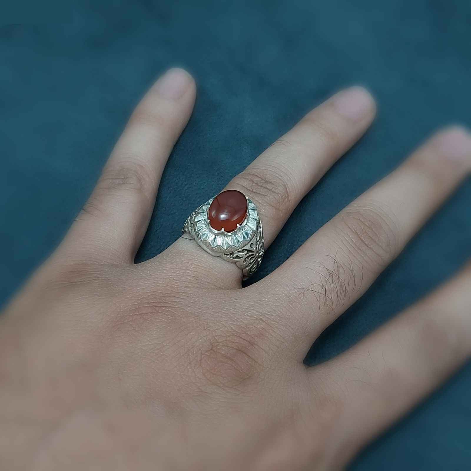 حلقة فضية إيرانية من العقيق اليمني للرجال – تابان I