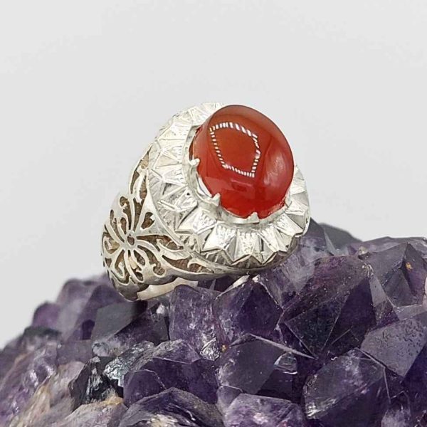 حلقة فضية إيرانية من العقيق اليمني للرجال - تابان I