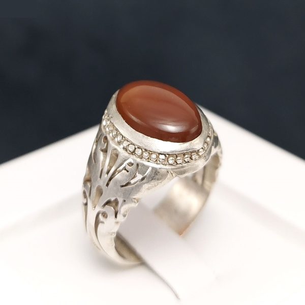 حلقة فضية إيرانية من العقيق اليمني للرجال - بينيش