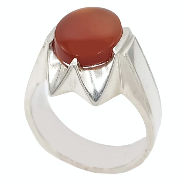 حلقة فضية إيرانية من العقيق اليمني للرجال – فاندي