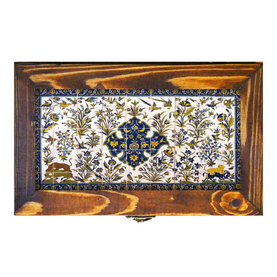 منظم خشبي مع صدور لأكياس الشاي والمكسرات كاشي كاري