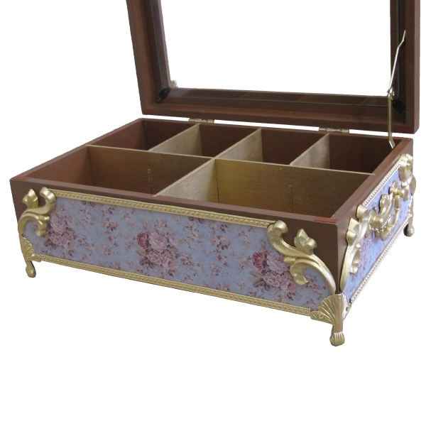 صندوق منظم لأكياس الشاي الخشبية مع صدور كيميا