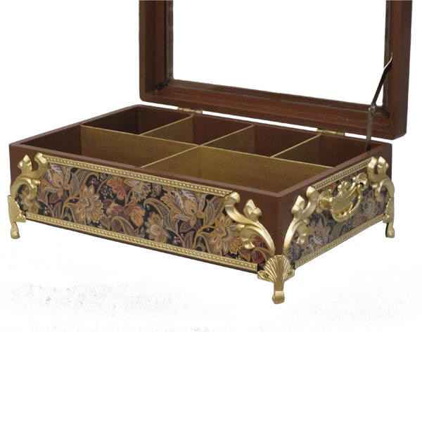 صندوق منظم لأكياس الشاي الخشبية مع صدور بني فاتح