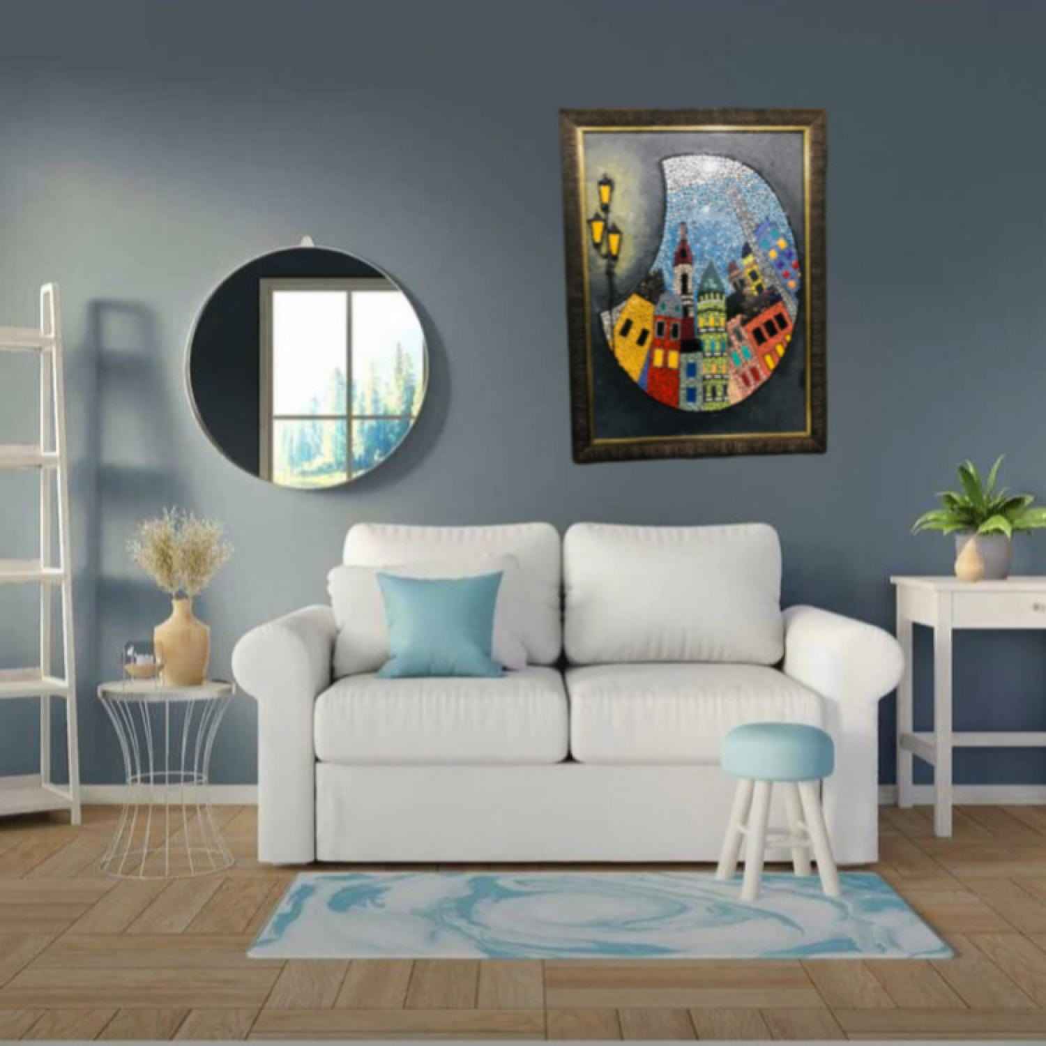 بلاط إيراني مزخرف بإطار – المدينة الجميلة