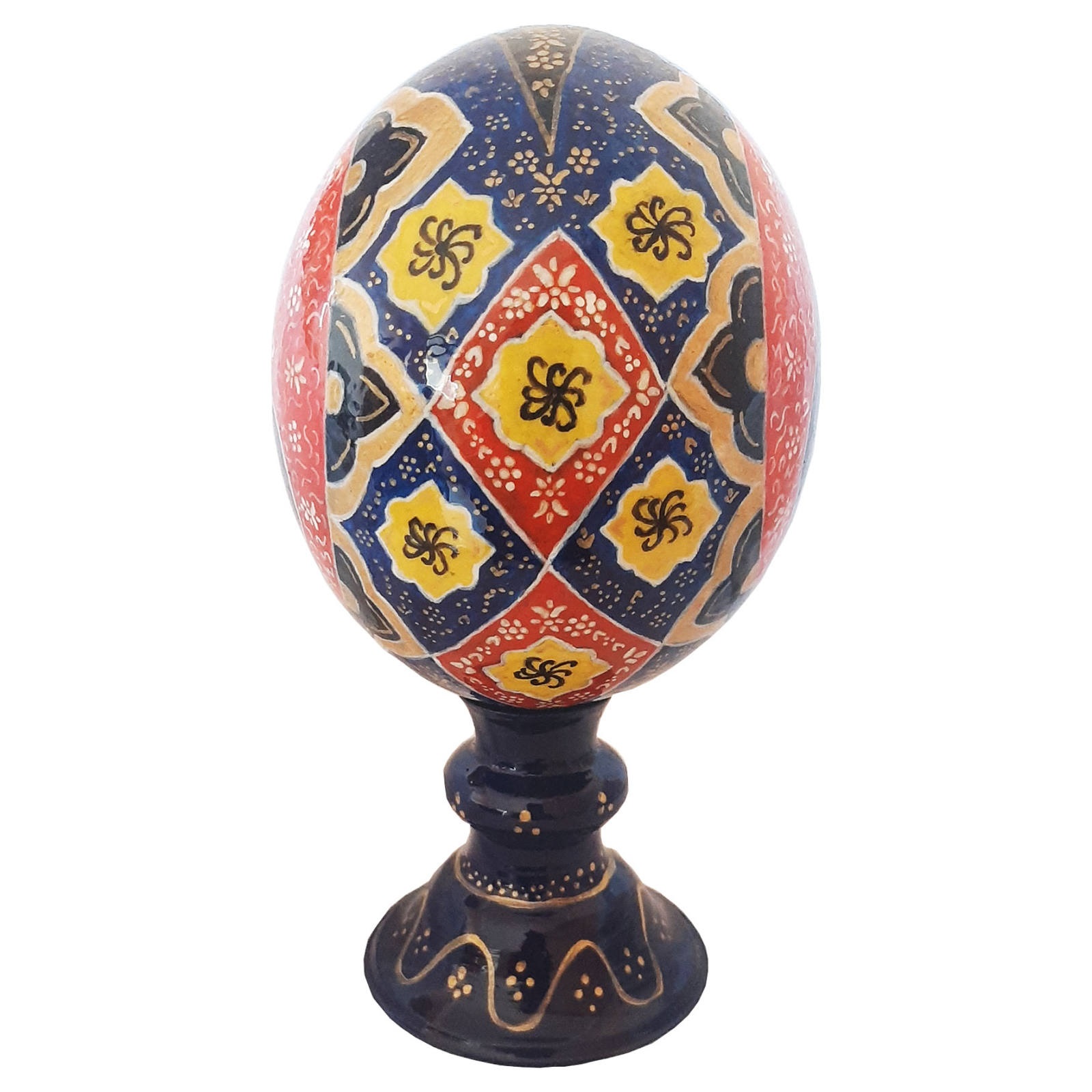 بيض النعام الزخرفي الإيراني المزخرف يدويًا – أحمر