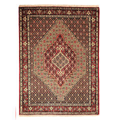 سجادة إيرانية من الصوف معقودة يدويًا بتصميم ميدالية وتصميم تورانج ماهي