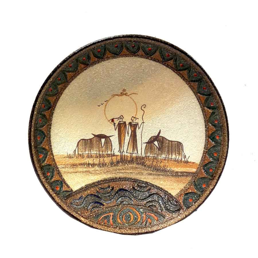 وعاء فخاري يدوي الصنع بنموذج نيشابور