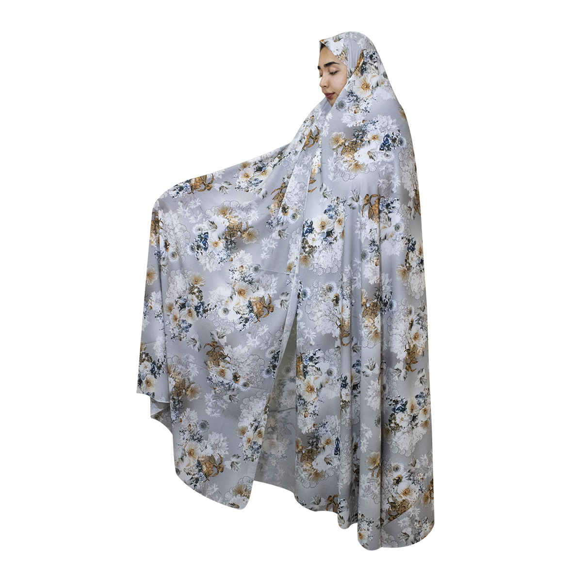 الشادر الإيراني للنساء – ملون، مثالي للاستخدام اليومي والصلاة، زهور بيضاء