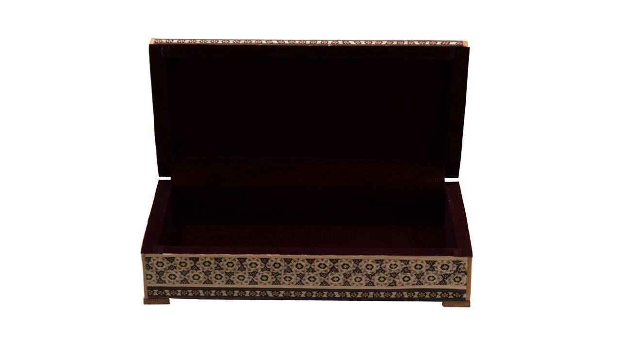 صندوق مجوهرات خشبي مصنوع يدويًا بتصميم ختام إيراني – راستا