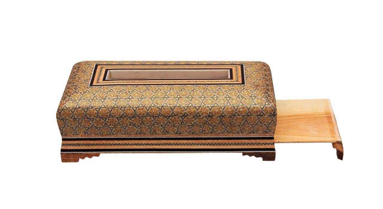 غطاء علبة مناديل خشبي إيراني يدوي الصنع – خاتمكاري أرد