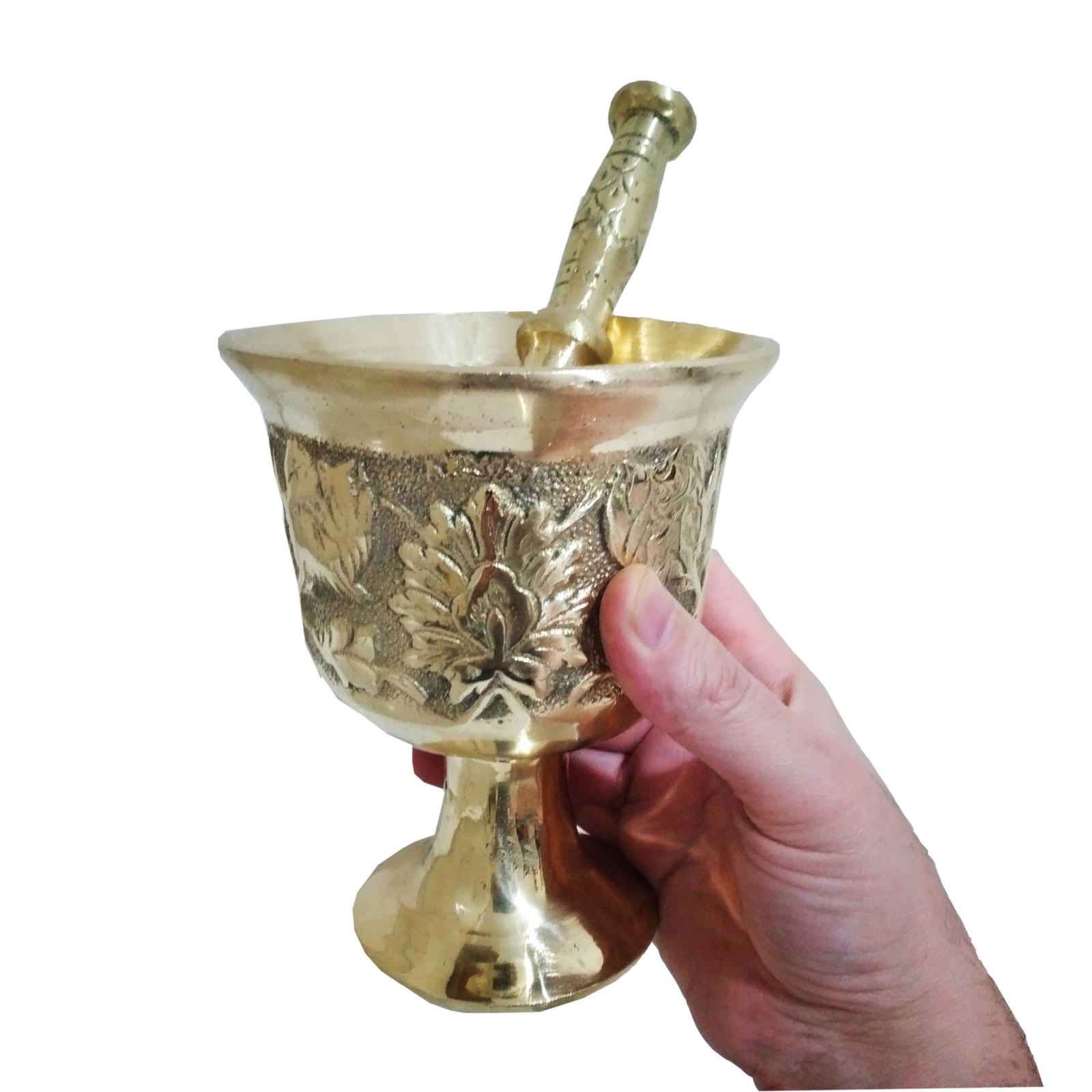 مدق وهاون نحاسي بنمط زهور إيراني تقليدي، النمط أحورا