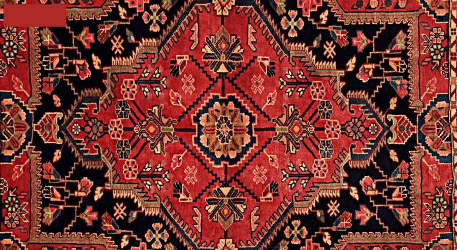 سجادة إيرانية من الصوف معقودة يدويًا بتصميم ميدالية جميلة