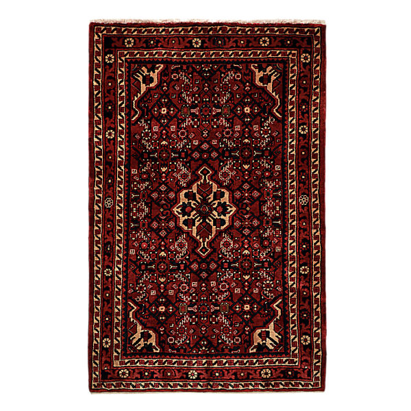 سجادة إيرانية من الصوف معقودة يدويًا بتصميم ميدالية بلون داكن