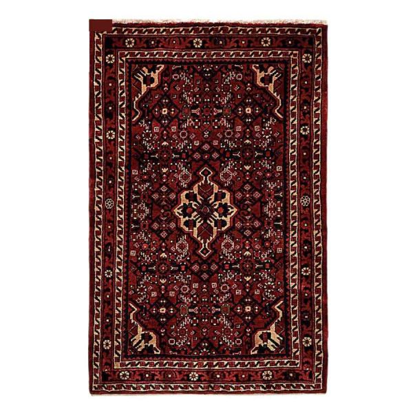 سجادة إيرانية من الصوف معقودة يدويًا بتصميم ميدالية بلون داكن