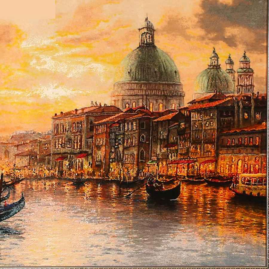 سجادة إيرانية تصويرية محبوكة يدويًا من تبريز تصور فينيسيا