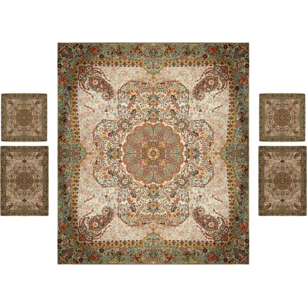 مجموعة مفارش سرير إيرانية – بطراز شرقي بحجم مزدوج من قماش الترمى – نيجين