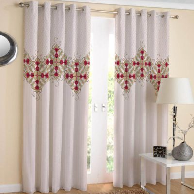 ستائر عينية من المخمل المطبوع – تصميم أحمر
