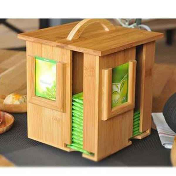 صندوق منظم لأكياس الشاي الخشبية زهاف