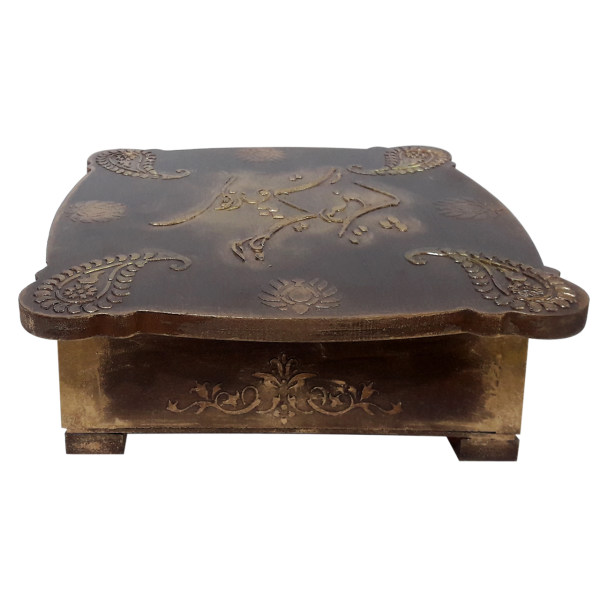 صندوق منظم لأكياس الشاي الخشبية مع صدر بني داكن